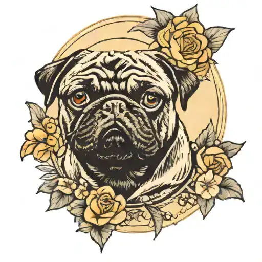 Black Pug tattoo design idea