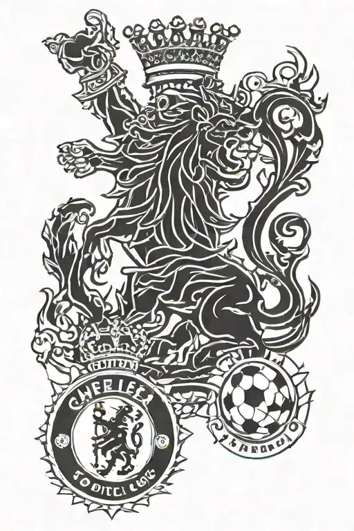chelsea football club badge war scene tattoo design idea