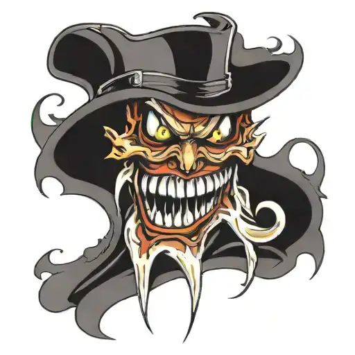 evil smiling mouth, spirit, ghost, mist tattoo design idea