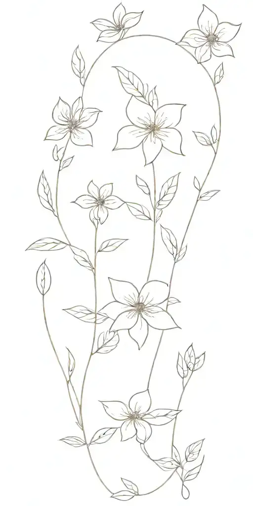 Floral fine line tattoo design idea
