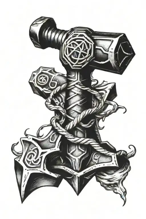 Thor's hammer tattoo design idea