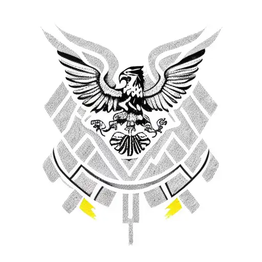 mexian flag with eagle and aztec warrior tattoo design idea