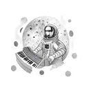 astronaut with piano tattoo design idea
