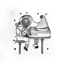 astronaut with piano tattoo design idea