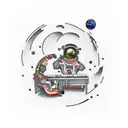 astronaut with piano tattoo design idea