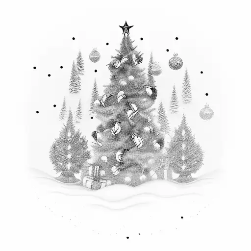 A Christmas movie scene with a twist of dark humor tattoo design idea