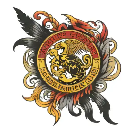 suicide awareness with Marine Corps emblem with hawk phoenix and witchcraft tattoo design idea