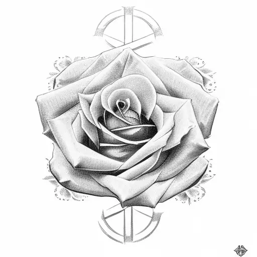 Christian Cross whit rose tattoo design idea