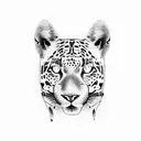 map of Guyana with a jaguar inside tattoo design idea