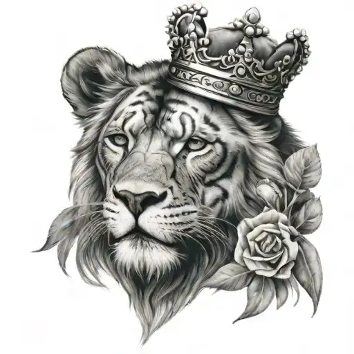 leon con corona tattoo design idea