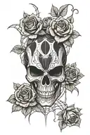 Spider Skull and roses tattoo design idea