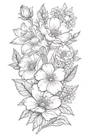 august, april, july, june, september birth flower bouquet tattoo design idea