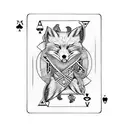 Ace of spades playing card with a fox head instead of a traditional design tattoo design idea