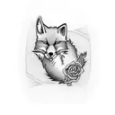 Ace of spades playing card with a fox head instead of a traditional design tattoo design idea