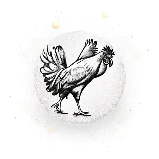 chicken wing in a champagne glass tattoo design idea