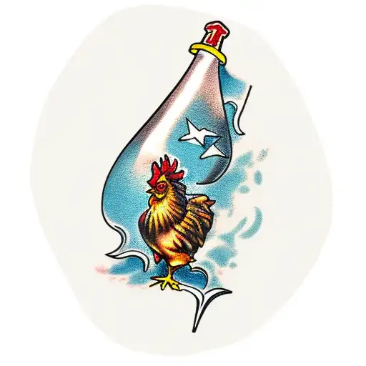 chicken wing in a champagne glass tattoo design idea
