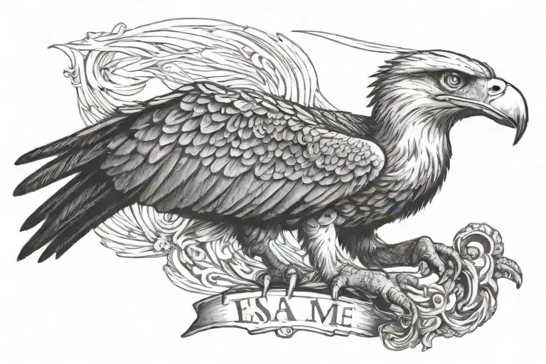 usmc ega but add an osprey bird of prey tattoo design idea