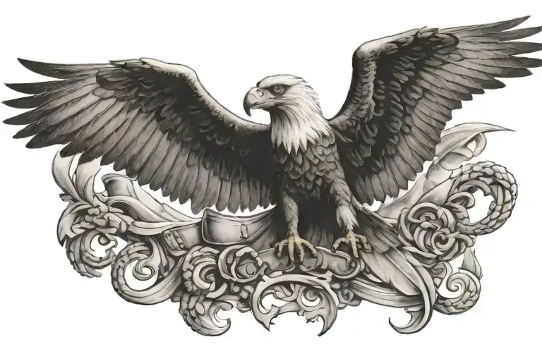 usmc ega but add an osprey bird of prey tattoo design idea