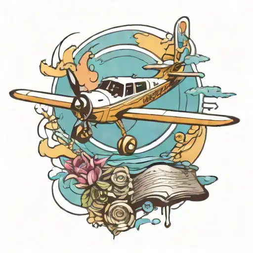 cessna and music notes floating tattoo design idea