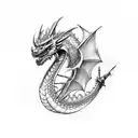 Fantasy, dragons, castle tattoo design idea