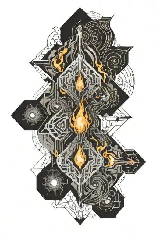 fire an water tattoo design idea
