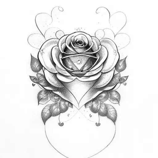 Heart with butterfly rose  tattoo design idea
