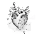 Heart with butterfly rose  tattoo design idea