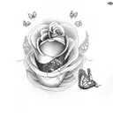 Heart with butterfly rose  tattoo design idea