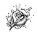 Heart with butterfly rose  tattoo design idea