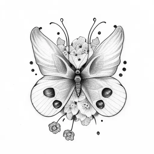 butterfly with flowers and semi colon  tattoo design idea