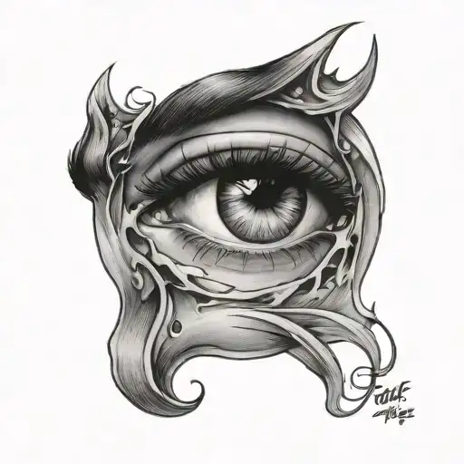 crying eyes tattoo design idea
