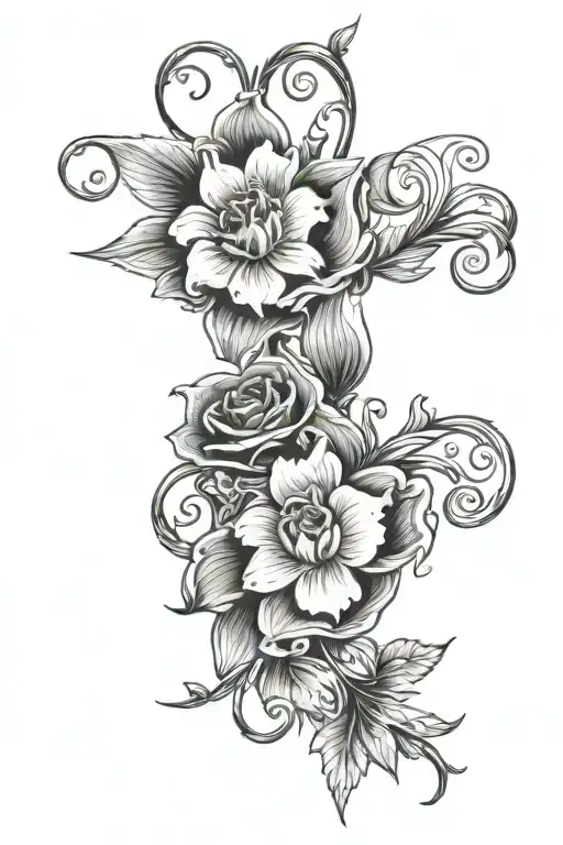 flower with vines and a scroll saying most ardently tattoo design idea