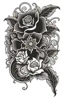 flower with vines and scroll saying most ardently tattoo design idea