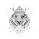 A dotwork tattoo showcasing a mesmerizing design inspired by maldaptive daydreaming and animals tattoo design idea