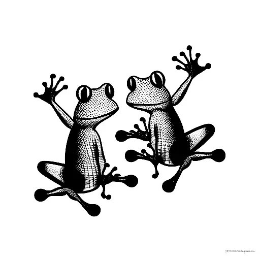 two cartoon frogs wearing spiderman masks pointing at each other tattoo design idea