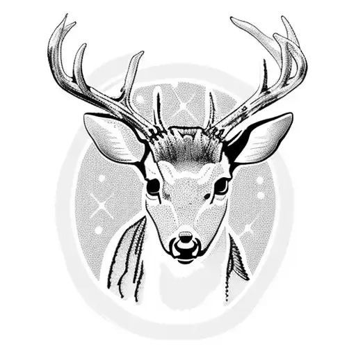 a deer who driving an bus full of girl tattoo design idea