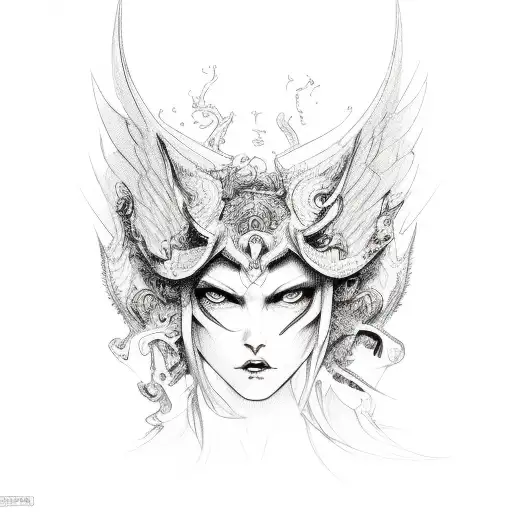 half devil, half angel tattoo design idea