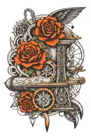 civil engineering elements intertwined tattoo design idea