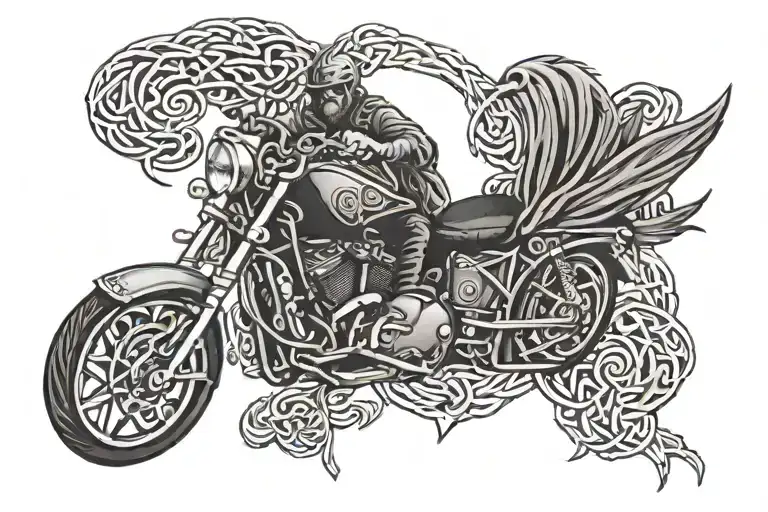 BIKER BACK BANNER CELTIC WORDS CLAN BRUCE tattoo design idea