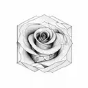 large honeycomb pattern with a small rose in the middle with stem tattoo design idea