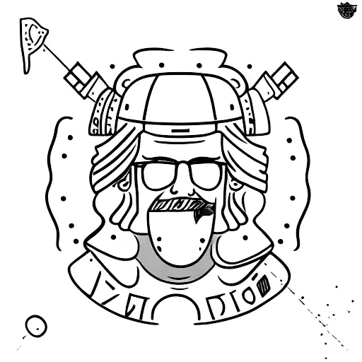 Roman bust eating pizza tattoo design idea