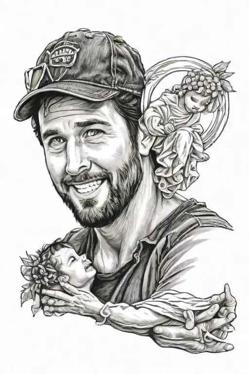 Luke Bryan Holding baby jesus christ tattoo design idea