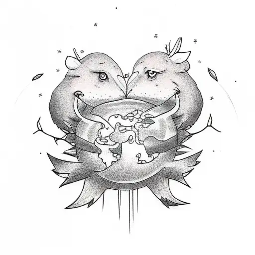 2 matching friendship tattoo mother nature tattoo design idea