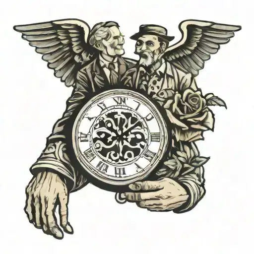 Tennessee clock father holding hands tattoo design idea