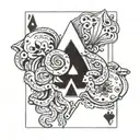 7 of spades and 2 of diamonds with an octopus hiding behind the cards. tattoo design idea