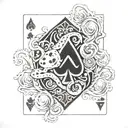 7 of spades and 2 of diamonds with an octopus hiding behind the cards. tattoo design idea