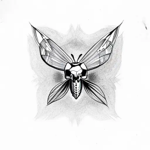 Moth skull gothic small tattoo design idea