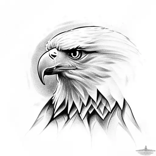 full body eagle facing forward with wings raised tattoo design idea