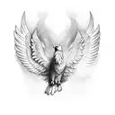 full body eagle facing forward with wings raised tattoo design idea