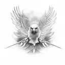 full body eagle facing forward with wings raised tattoo design idea